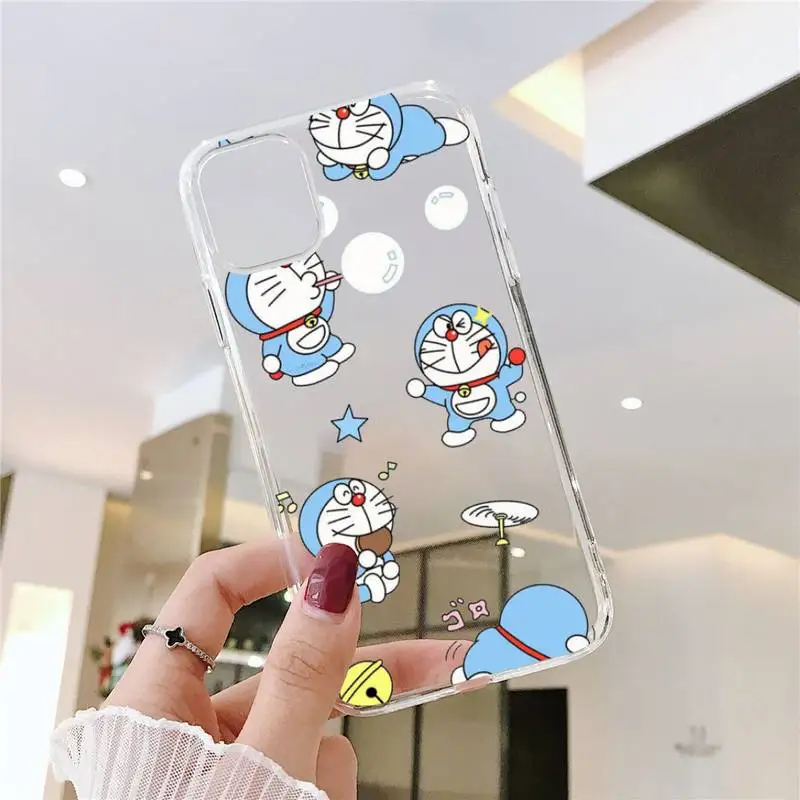 

Cartoon Doraemon Robot Phone Case Transparent soft For iphone 5 5s 5c se 6 6s 7 8 11 12 plus mini x xs xr pro max