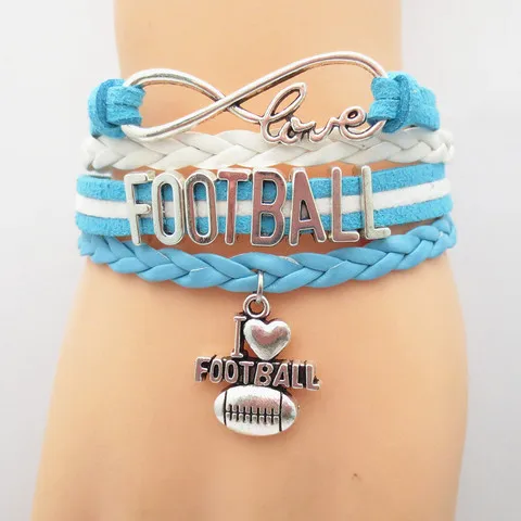 Infinity Love Football Nana, браслеты для мам, дельфинов, фанатов плееров, лучших друзей, ювелирные изделия, мужские кожаные браслеты с бусинами для женщин - Окраска металла: B1015