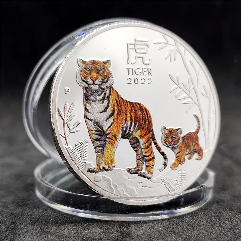 

Australia Zodiac Animal 2022 Year of The Tiger Silver Plated Coin 1 Oz Elizabeth II Commemorative Medal Collection New Year Gift