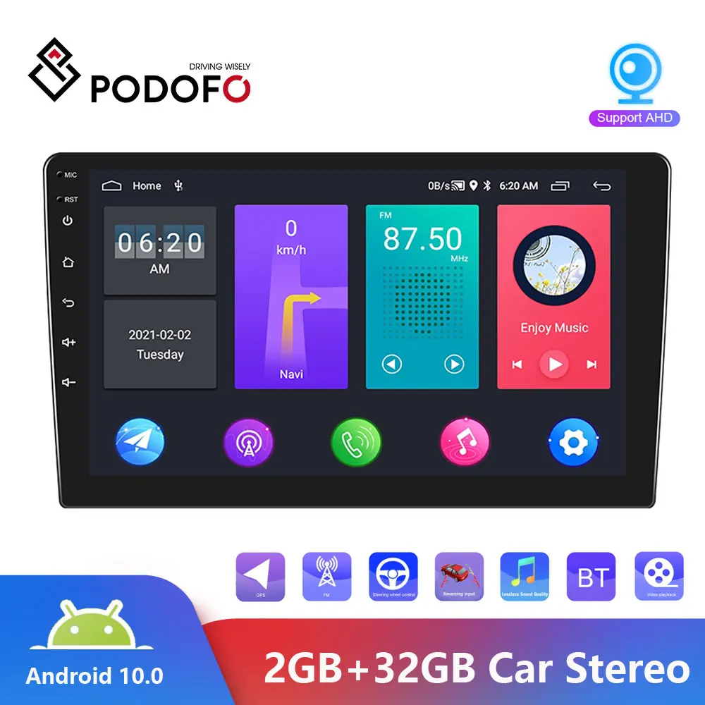 

Podofo Android 9Inch 2+32GB Car Multimedia Video Player Universal 2DIN Stereo Radio GPS For Volkswagen Nissan Hyundai Kia Toyota