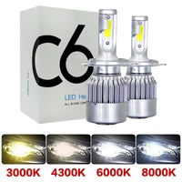 2pieces c6 headlight h4 led car led headlamp h11 h8 h3 fog light 9005 hb3 9006 hb4 bulb fog lamp h7 881 h1 9012