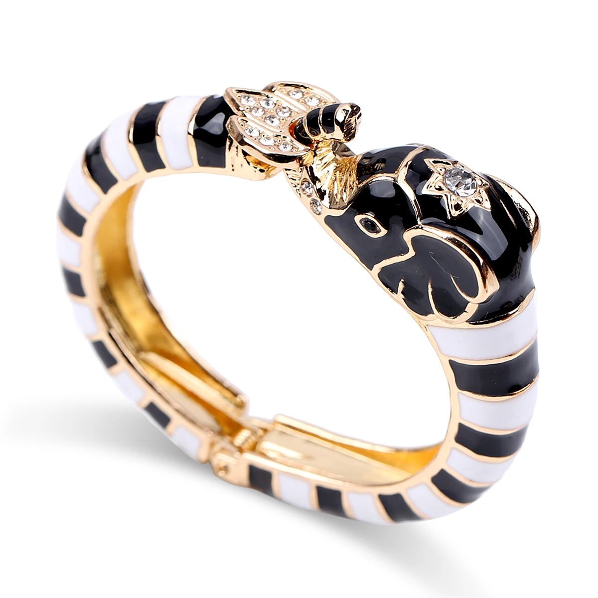 Эмалированный Браслет-манжета для женщин массивный двухцветный с изображением