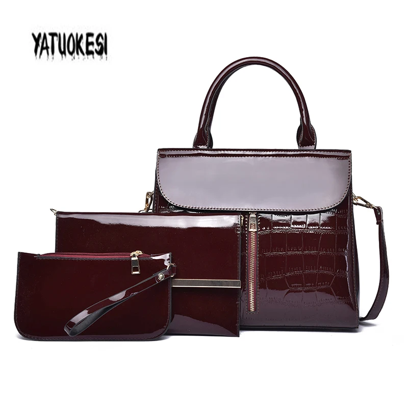 Роскошные брендовые дизайнерские женские сумки 3 шт./компл. кожаные тоуты через