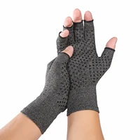 women men arthritis gloves cotton elastic hand arthritis joint pain relief gloves therapy open fingers compression gloves gray
