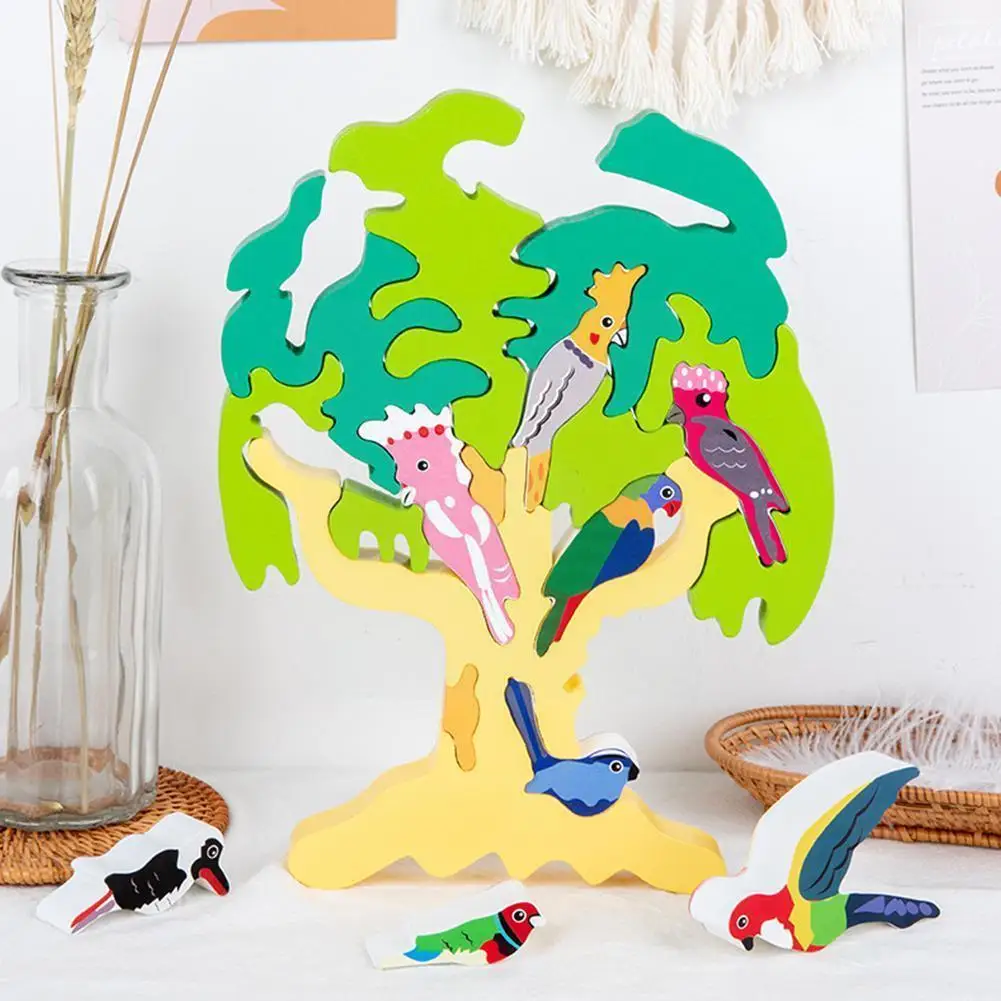 

Montessori Wooden Bird Tree 3D Puzzle Toy Owl Parrot Jigsaws Children Parent-child Toys Educational Games Puzzles Birthday F7E8