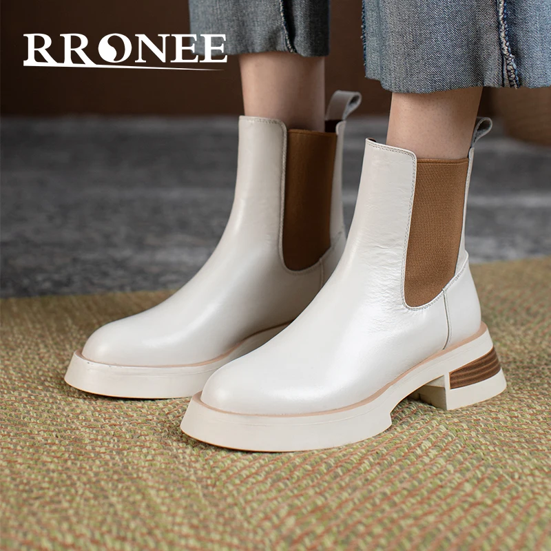 

Осень 2021 женские ботинки челси универсальные корейские с круглым носком, на массивном каблуке, кожаные ботинки среднего каблука