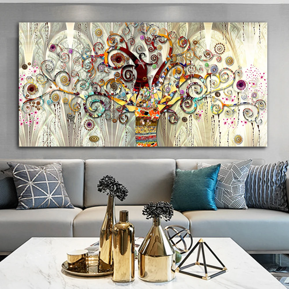 

Canvas Painting Tree of Life Gustav Klimt Landscape Wall Art Scandinavian Poster Print Modern Wall Art Picture for Living Room