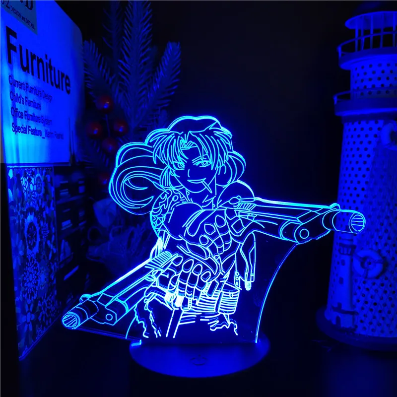 

Black Lagoon Revy 3d Led Night Light Anime Illusion Table Lamp Color Changing Lampara Bedroom Decor Nightlight Kid Birthday Gift