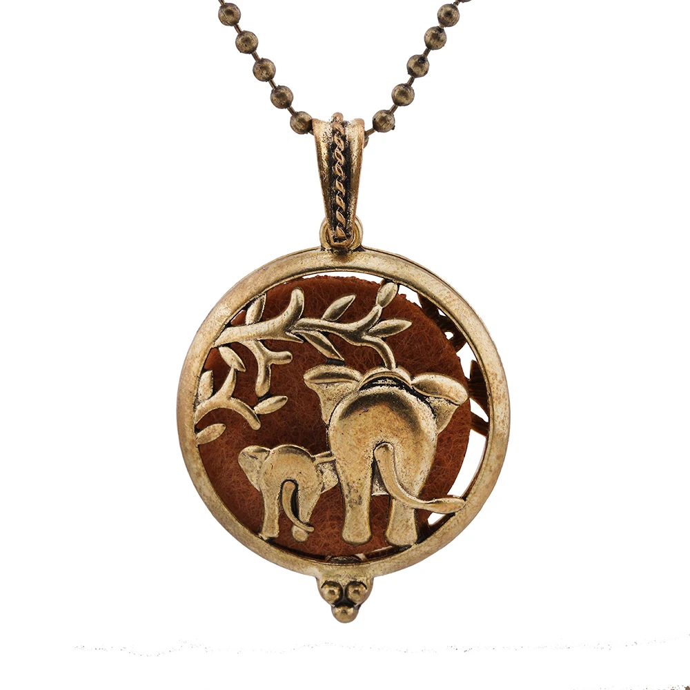 

New Elephant Exquisite Antique Necklace Aromatherapy Locket Pendant Open Magnetic Perfume Essential Oil Diffuser Jewelry Unisex