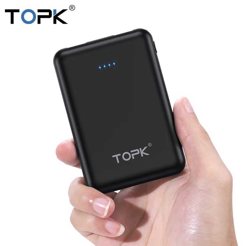 TOPK mi ni power Bank 5000 мАч портативное зарядное устройство bank для iPhone Xiaomi 9 huawei samsung