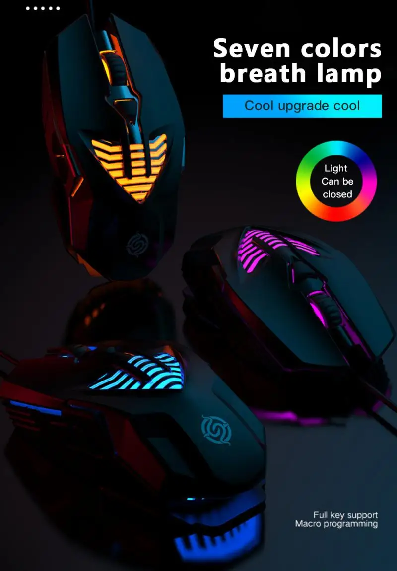 

Gaming Mouse USB Cable Wired Gaming Mice Adjustable Optical LED Mice 3200DPI 6 Keys Computer Wired Silent Mouse For Laptop PC