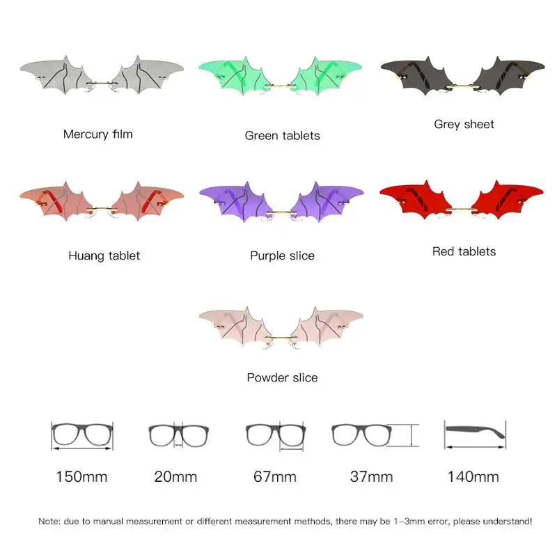 

Fashion Bat Sunglasses Women Men 2020 New Mirror Rimless Sun Glasses Luxury Brand Vintage Unique Shades Female UV400 Okulary