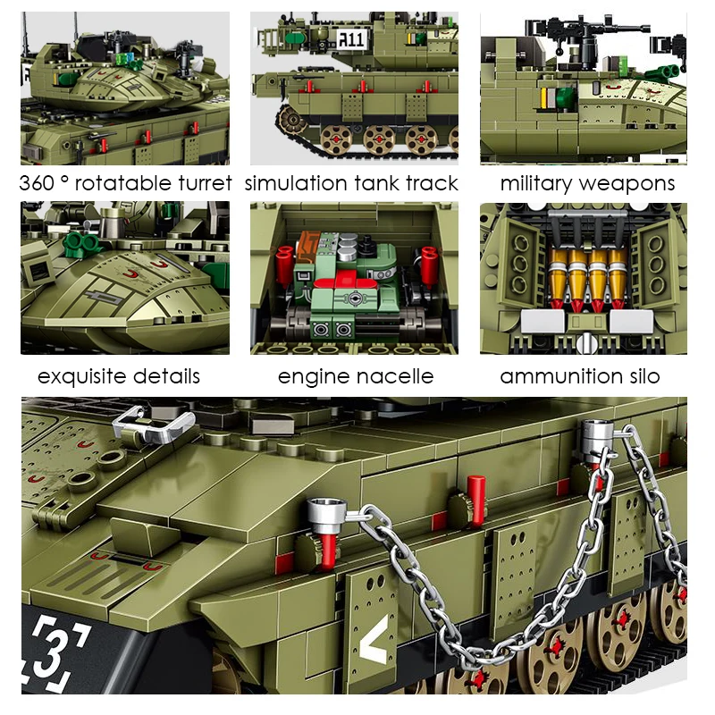 

1730Pcs Israel Merkava MK4 Main Battle Tank Model Building Blocks Military WW2 Army Soldier Bricks Kids DIY Toys Gifts