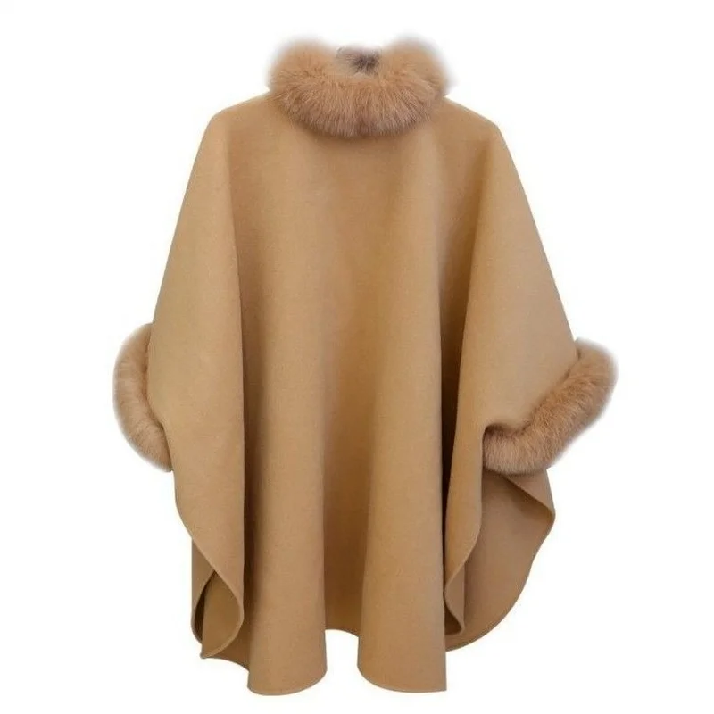 

Temperament plus size woolen coat down female autumn and winter mid-length thickened western style coat Rex rabbit collar