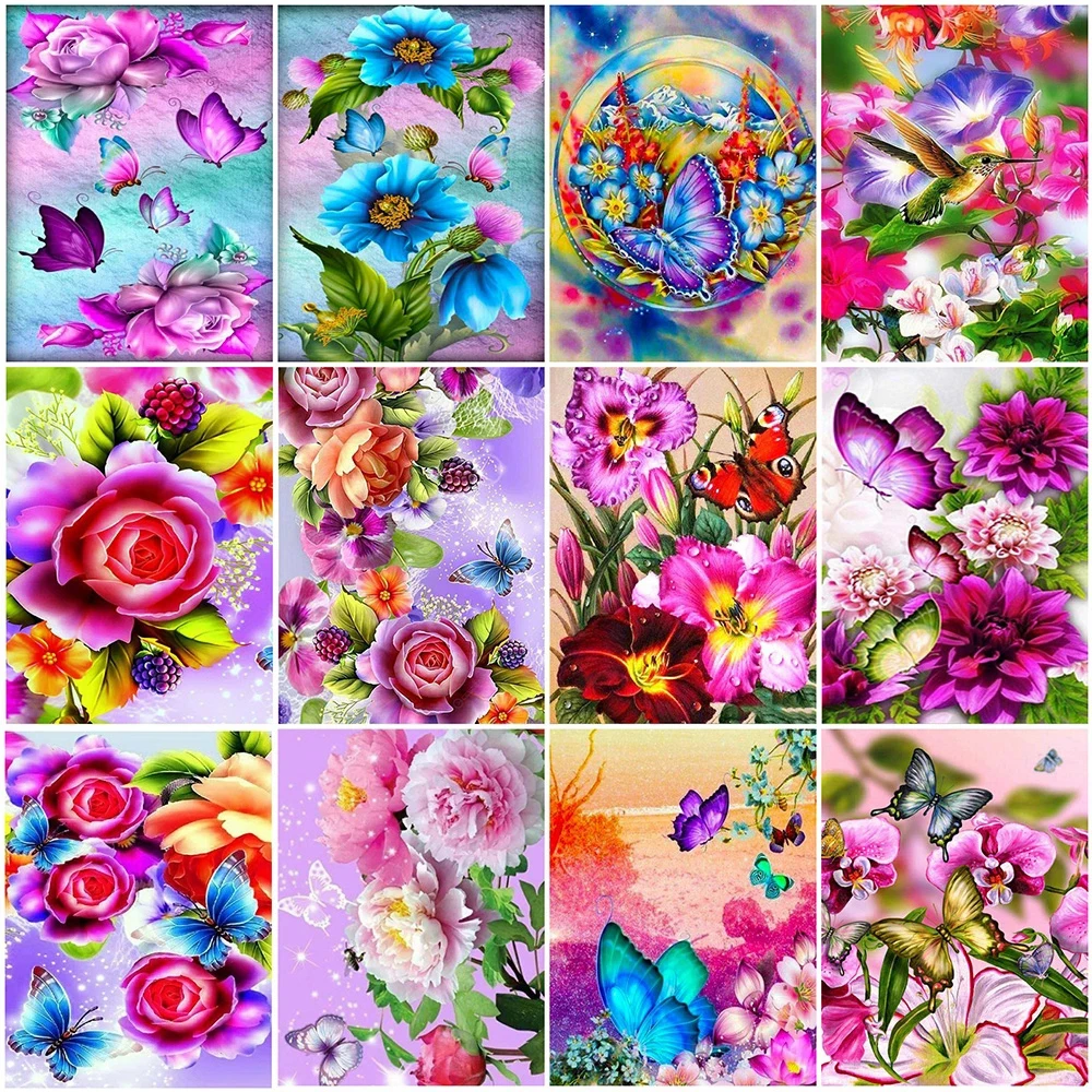 

Diamond Painting Flower Butterfly Cross Stitch 5D DIY Diamond Embroidery Sale Mosaic Rhinestone Pictures Home Decor