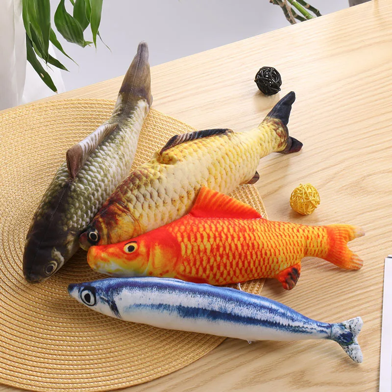 

18CM Cat Toy Fish Plush Cat Scratcher Toy Interactive Fish Catnip Toys Stuffed Pillow Simulation Fish Playing Toy For Cat Kitten