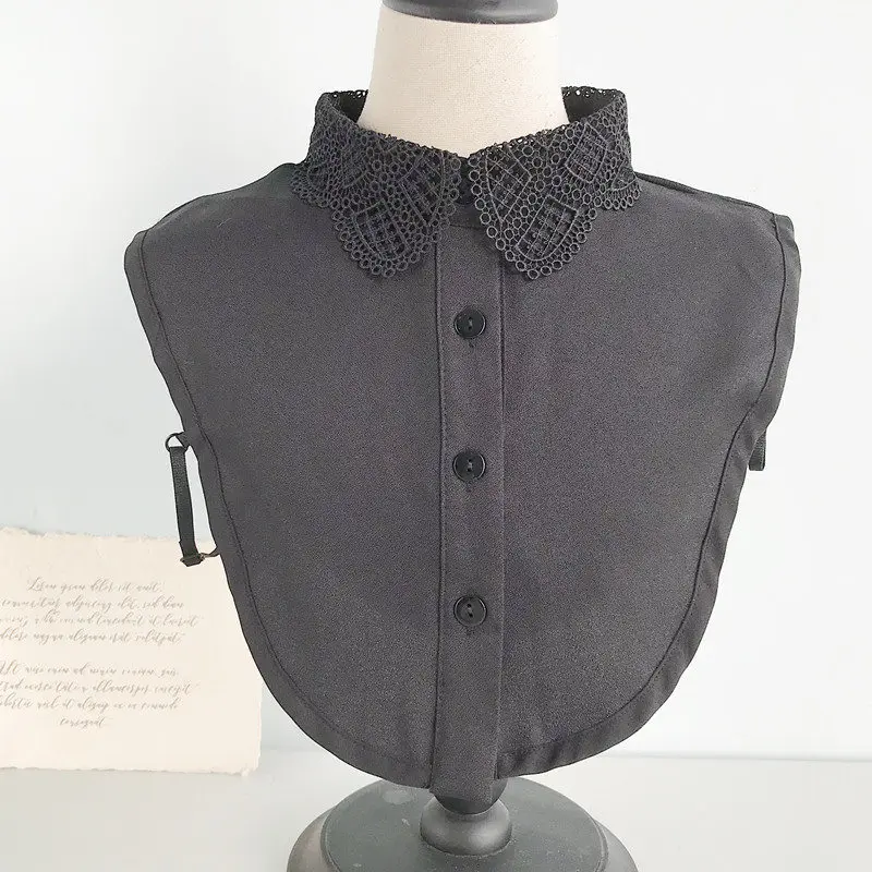 

Black White Shirt Blouse Fake Collar Women Chiffon Lace Detachable Fake Collar Office Women Tops And Blouse Fake Collars C6035
