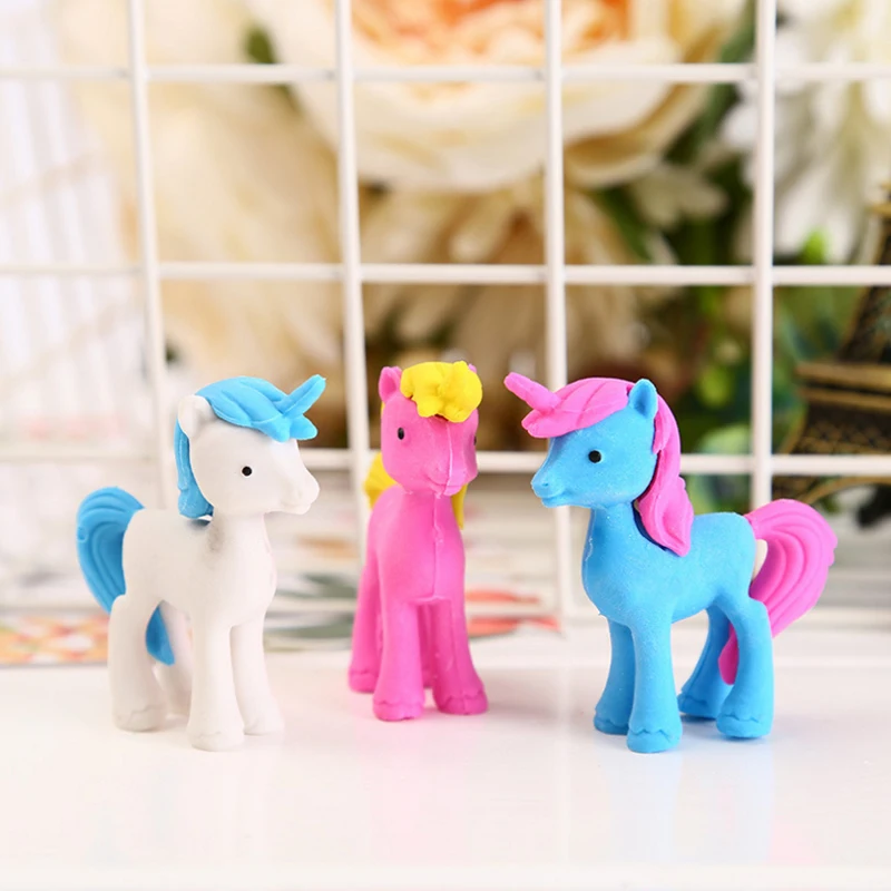 

1 шт./лот Kawaii канцелярские мини-животные Единорог Лошадь формы резиновый карандаш милый ластик рисунок для коррекции детей Обучающие инстру...