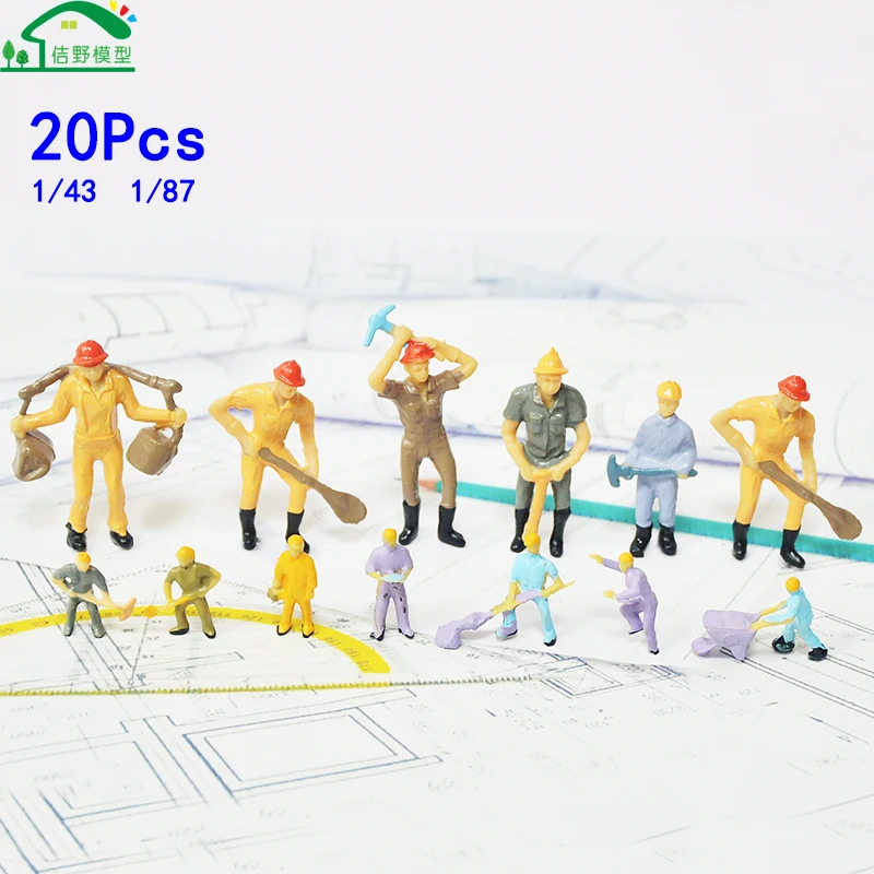 

20Pcs/Lot 1/87 1/43Miniature Plastic Builders Architectural Train Model Landscape Scenery Layout Ho Scale Figures Human People