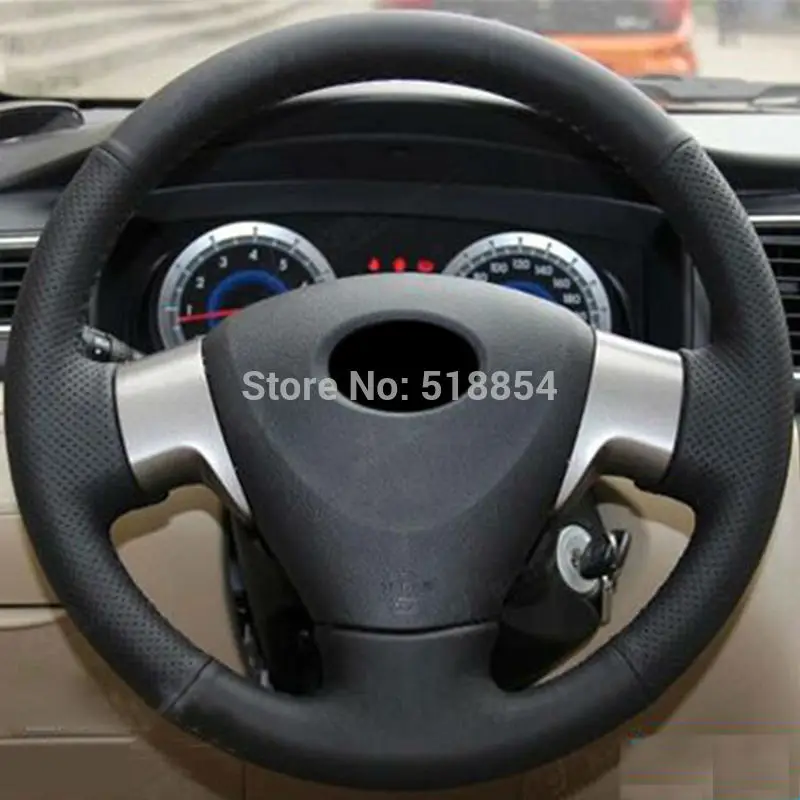 Искусственная кожа черного цвета для Toyota Corolla 2006 2010 Matrix 2009|car steering wheel cover|steering