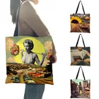 Женская модная сумка, сумка через плечо с современным художественным принтом, женские сумки для покупок с креативным узором, большая емкость B13077