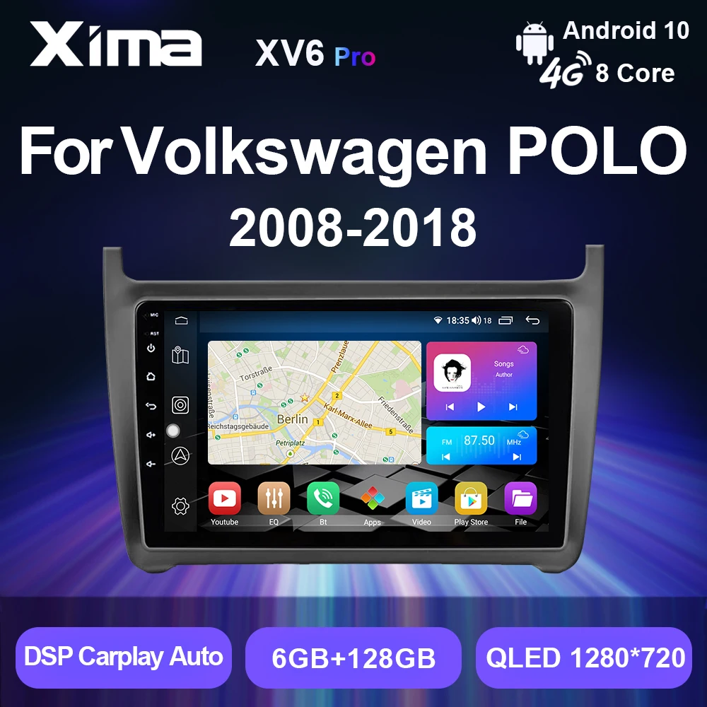 

XIMA XV6 Pro Android 10 2 din Radio GPS Carplay autoradio Car Multimedia Video Player For VW Volkswagen Polo 5 Sedan 2008-2020