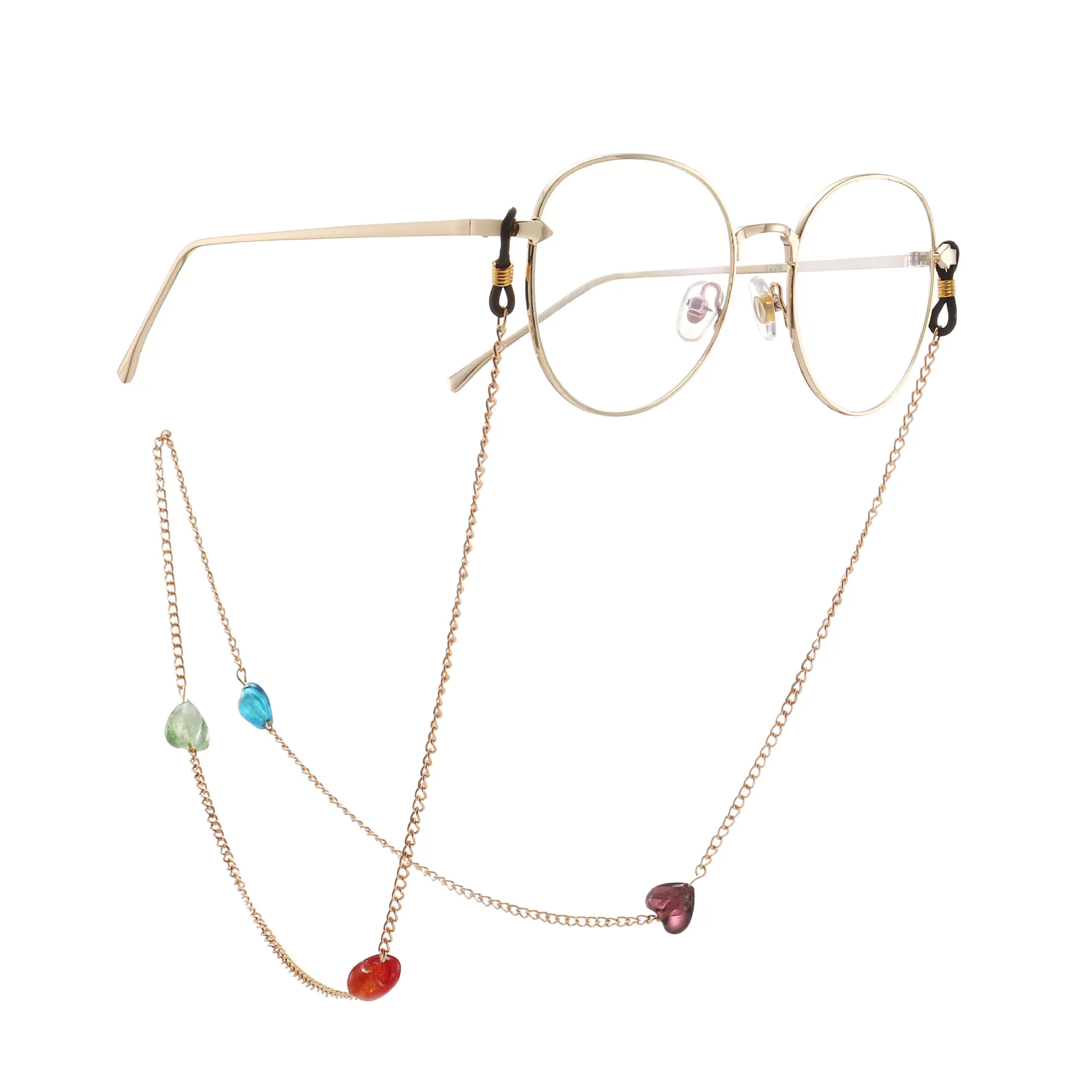 

Fashion Chain Heart Colored Glass Bead Chain Reading Glasses Anti-lost lanyard 2021 New Fashion Jewelry