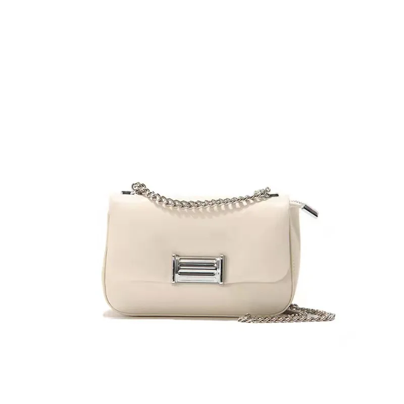 

Small Squre Bag For Lady Super Fiber Leather Casual Crossbody Shoulder Handbags Super Hosrebit Metal Chain Fashion Brand Design