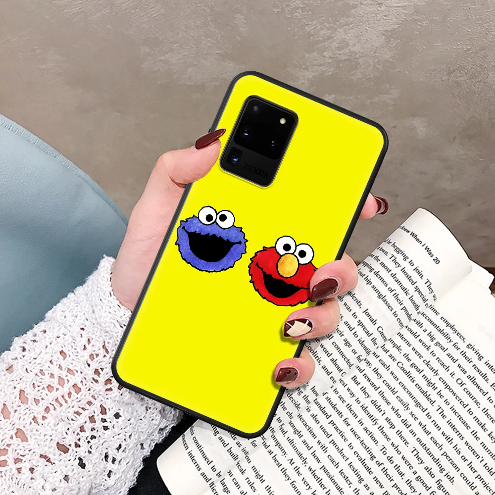 

Cartoon Sesame Cookie Monster Phone Case For Samsung Galaxy Note S 8 9 10 20 Plus E Lite Uitra black Shell Luxury Back Painting
