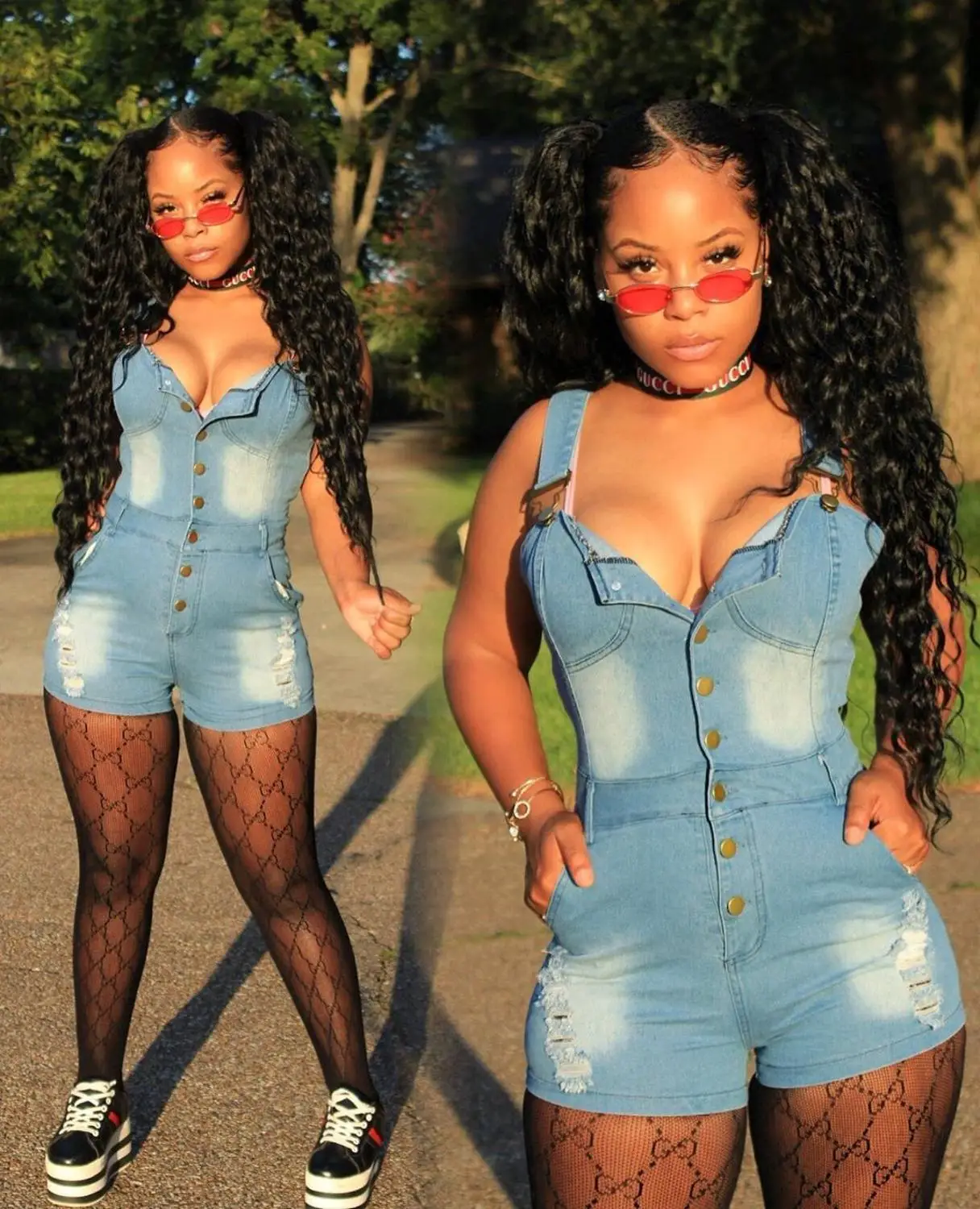 

vintage denim spliced skinng short jumpsuit hot sale summer streetwear women button up sleeveless playsuit newon design catsuit