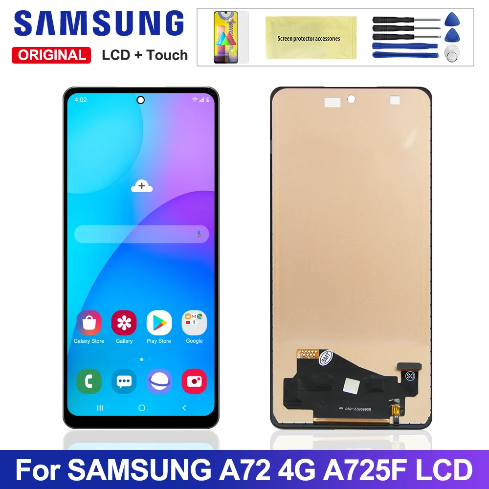 

100% протестированный A72 дисплей с рамкой для Samsung Galaxy A72 A725 A725F A725F/DS, ЖК-дисплей, сенсорный экран, дигитайзер, сборка