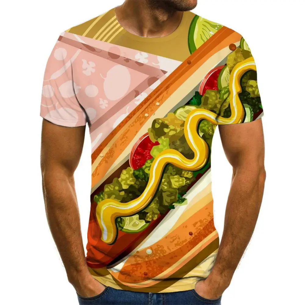 

Giyu Brand Hot Dog T-shirt Men Hamburger Anime Clothes Food T-shirts 3d Funny Shirt Print Short Sleeve summer Cool Style O-Neck
