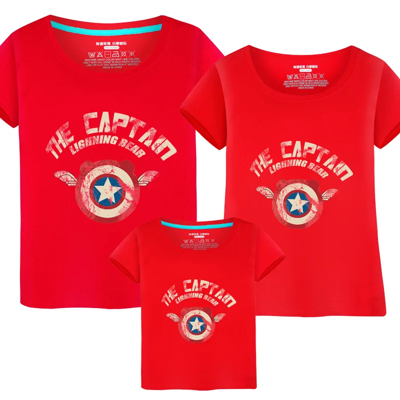 Летнее платье футболки из 2019 хлопка Одинаковая одежда для всей семьи футболка с