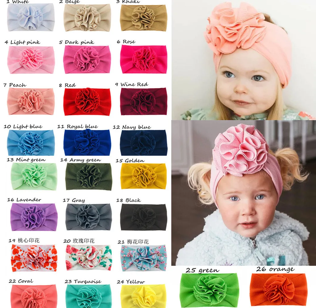 30 шт./лот Новая мода для маленьких девочек Вафельная Ткань Цветы Тюрбан повязка
