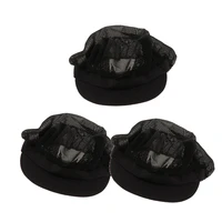 3 black mesh men women chef hat adjustable cooking catering cap breathable