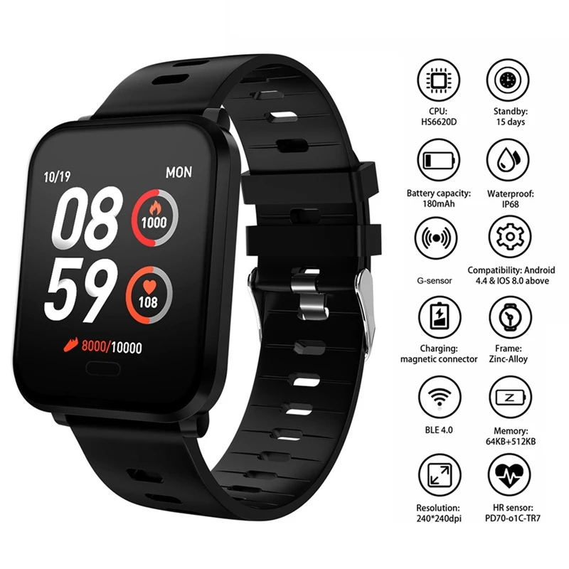Смарт часы K10 спортивные IP68 Водонепроницаемые Mi для Band 3 пульсометр кровяное
