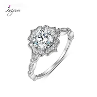flower shape moissanite 925 sterling silver engagement ring for women round antique halo moissanite white gold ring fine jewelry