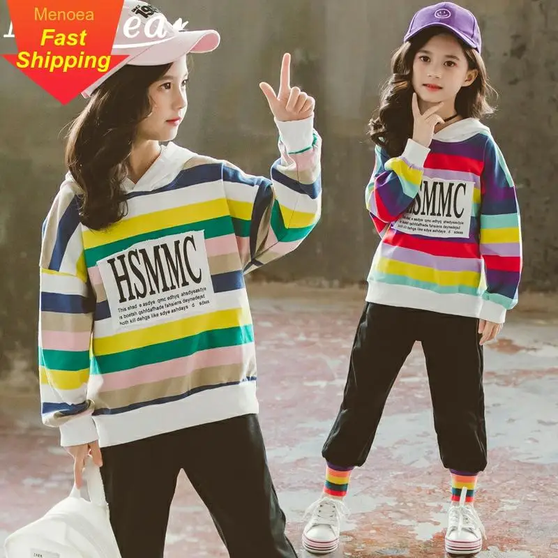Menoea/радужный костюм для девочек Новинка 2020 года осенний свитер с капюшоном