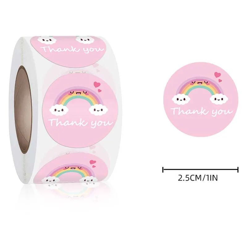 1Roll 2.5cm Round Adhesive Cute Cartoon Sticker Christmas Day Decoration Baking Envelope Coated Paper Thankyou Packaging Label - купить по