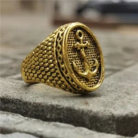 vintage gold anchor rings personality punk style viking pirate ring motorcycle party biker rings for men women hip hop jewelry