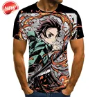 Демон убийца аниме футболка для Для мужчин Camisetas и Manga Kimetsu без Yaiba Топы Camiseta Hombre Ropa Костюмы Футболка Camisa Masculina