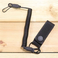 tactical anti lost elastic lanyard rope military spring safety strap gun rope for key ring chain flashlight hunting accessories
