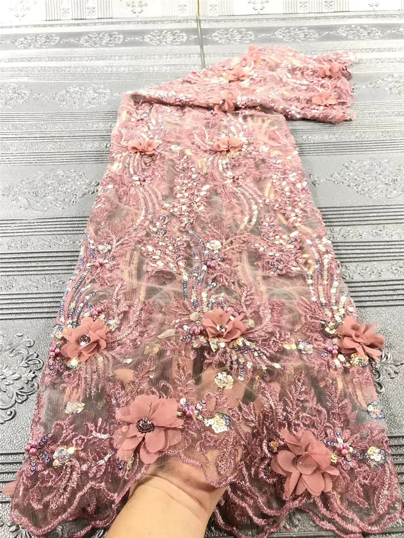 

Handmade Lace African Lace Fabric 2020 High Quality Lace French Mesh Fabric Nigerian Net Lace Fabrics For Dress JJN481