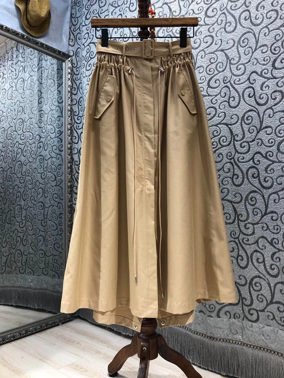 

Женская универсальная юбка на завязках, Однотонная юбка с узлом на талии, новинка 2021