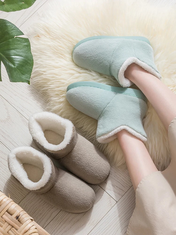 Сланцы женские/мужские меховые модные зимние тапочки с высоким верхом без