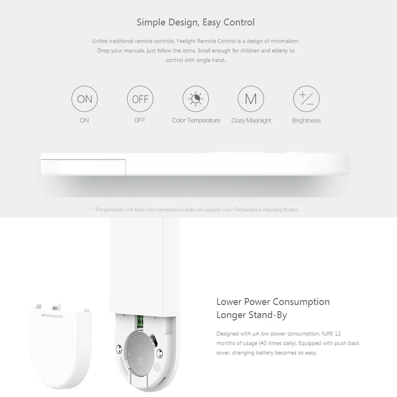 

YLYK01YL Yeelight bluetooth Remote Control Compatible with Yeelight Smart LED Ceiling Lights BT remote controller