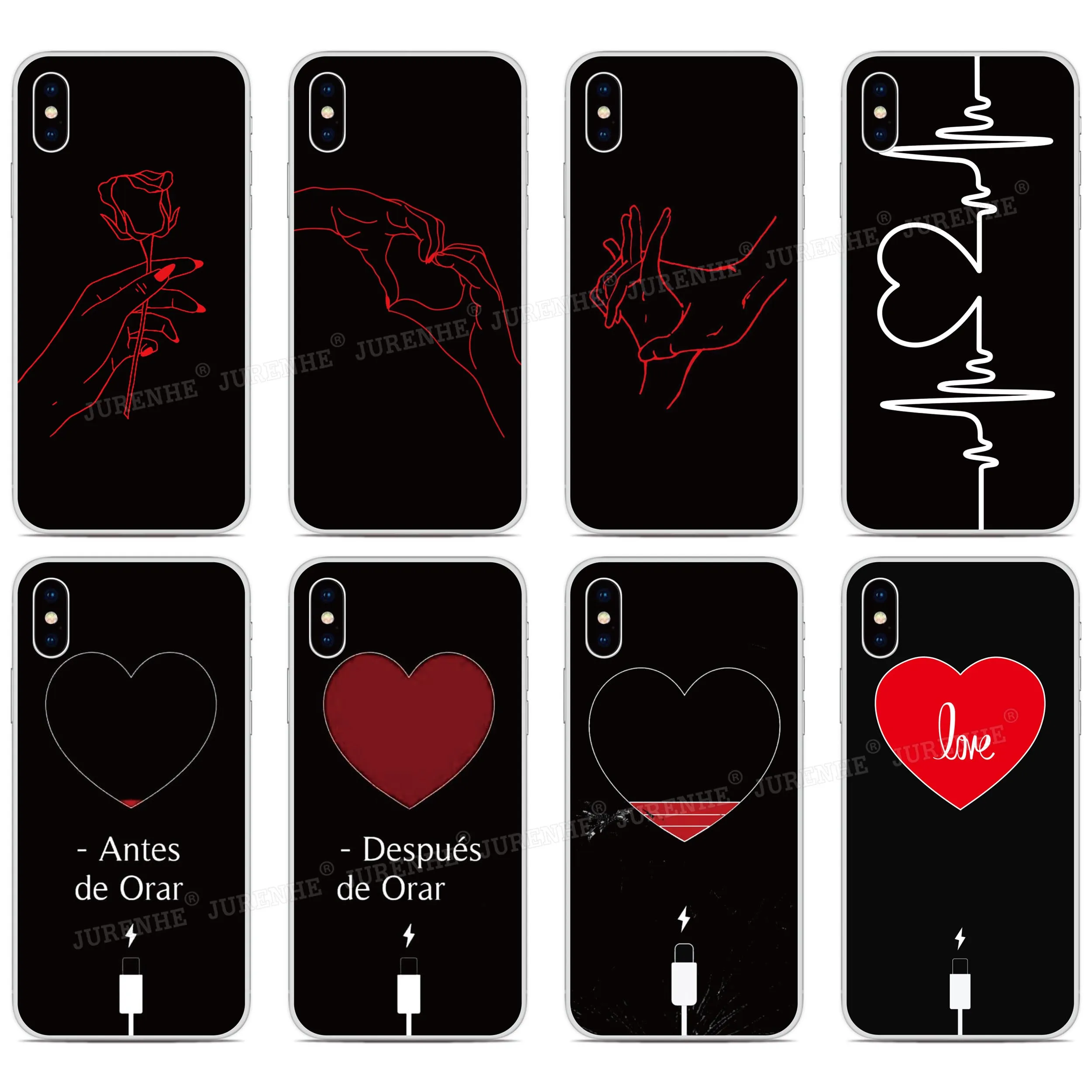 

Couple Love Heart Silicone Phone Case For OPPO Find X2 Pro A9 A8 A5 A31 2020 A91 AX5S Realme 5 6 X50 Reno A 3 Pro TPU Soft Cover