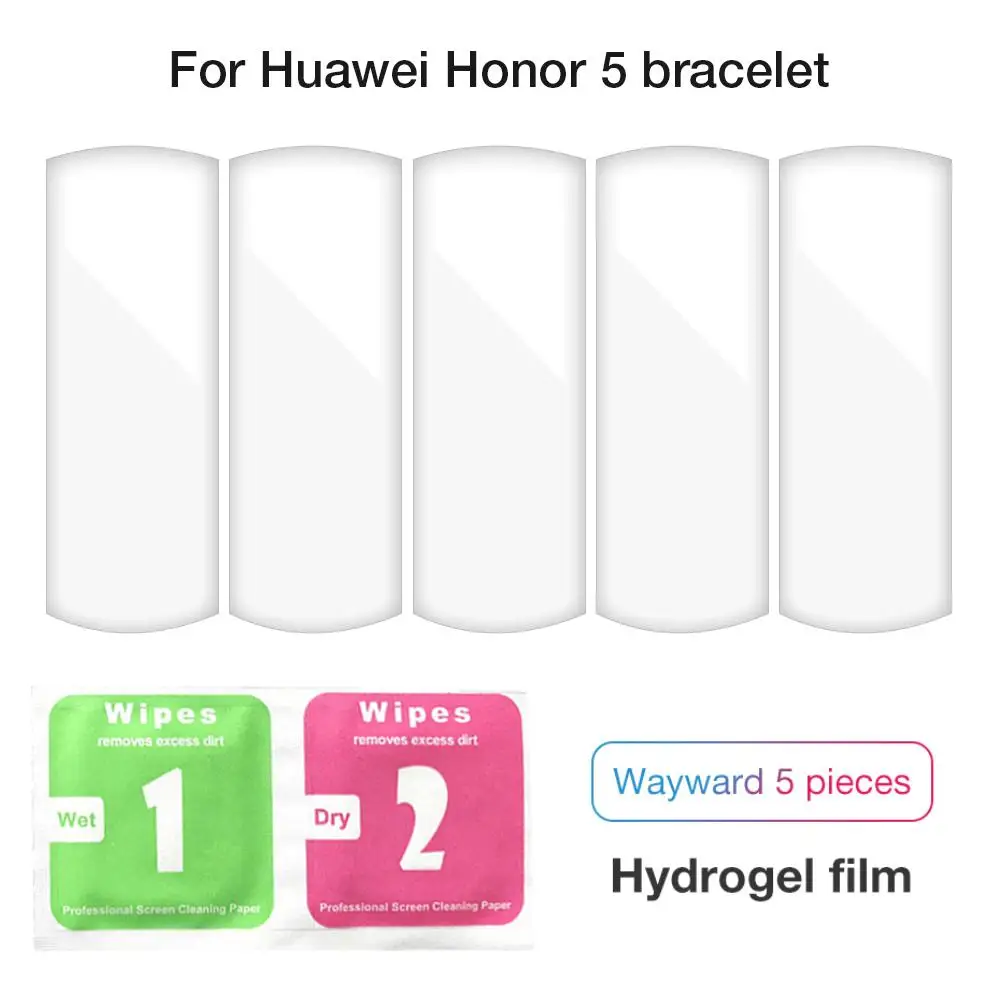 Для Honor Band 5 Смарт-браслет пленка полноэкранная Водонепроницаемая анти-отпечатков пальцев Гидрогелевая пленка для браслет на память 5 пленка протектор - Цвет: 5pcs