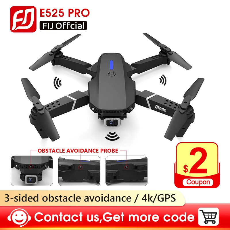 

Drone Mini E525 Pro HD 4K 1080P Camera Obstacle Avoidance WiFi FPV Maintaining RC Foldable 3-Sided Drone 4k Profesional Kid