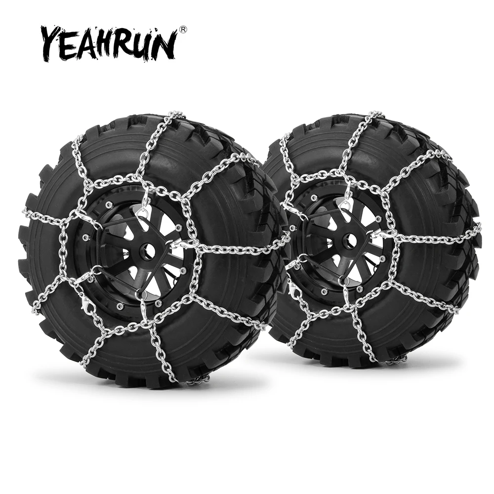 

YEAHRUN 1/2pair OD 130mm Wheels Tires Metal Anti-Skid Snow Chains Tire Chains for TRAXXAS TRX4 TRX-4 1/10 RC Crawler Car Parts